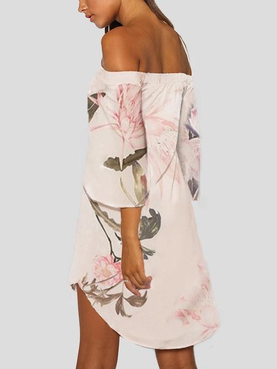 Robe à imprimé floral aléatoire à épaules dénudées