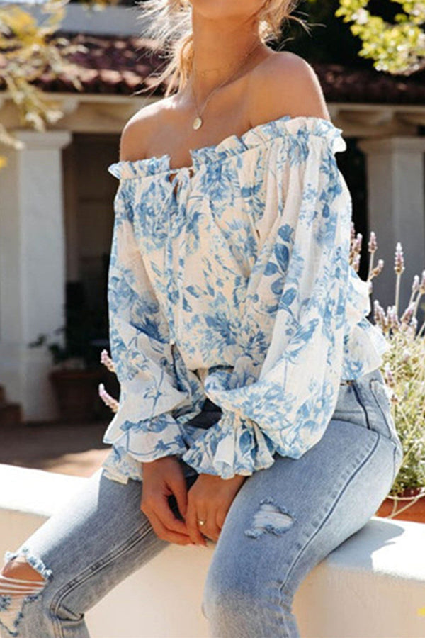 Coastal Cove Printed Off The Shoulder Blouse