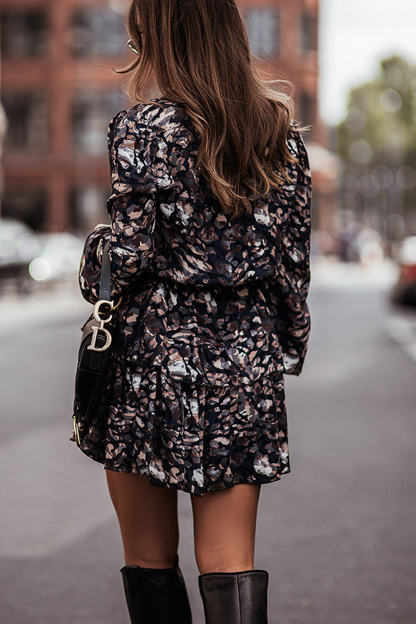 Little Mystery Printed Tiered Mini Dress