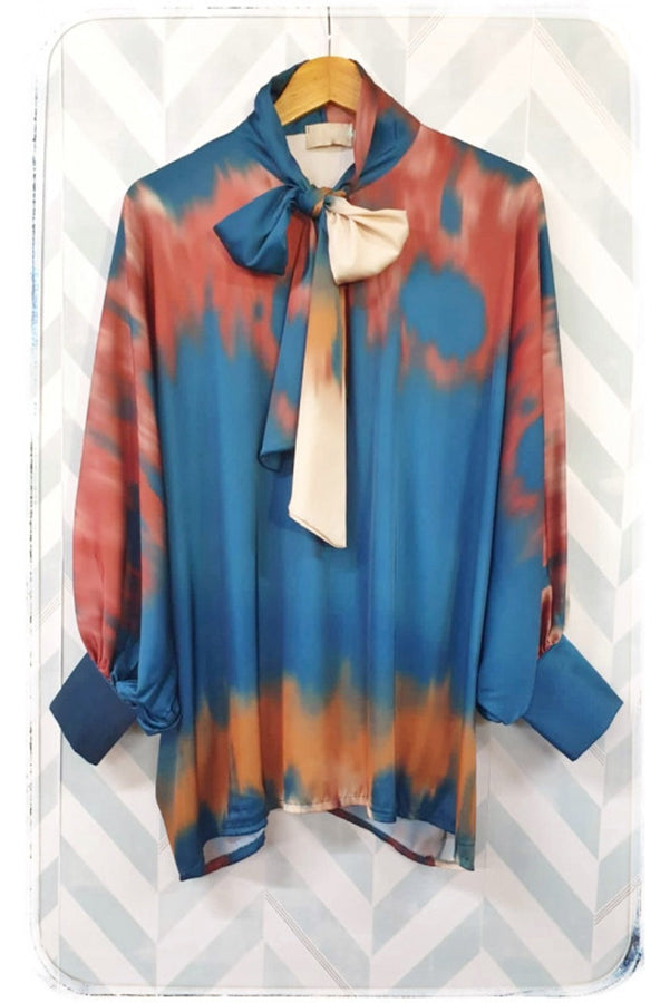 Chemisier Imprimé Tie-dye Col Noué Laurent