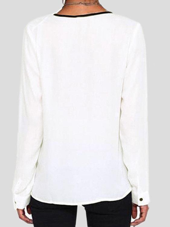 White Pullover Long Sleeves Top