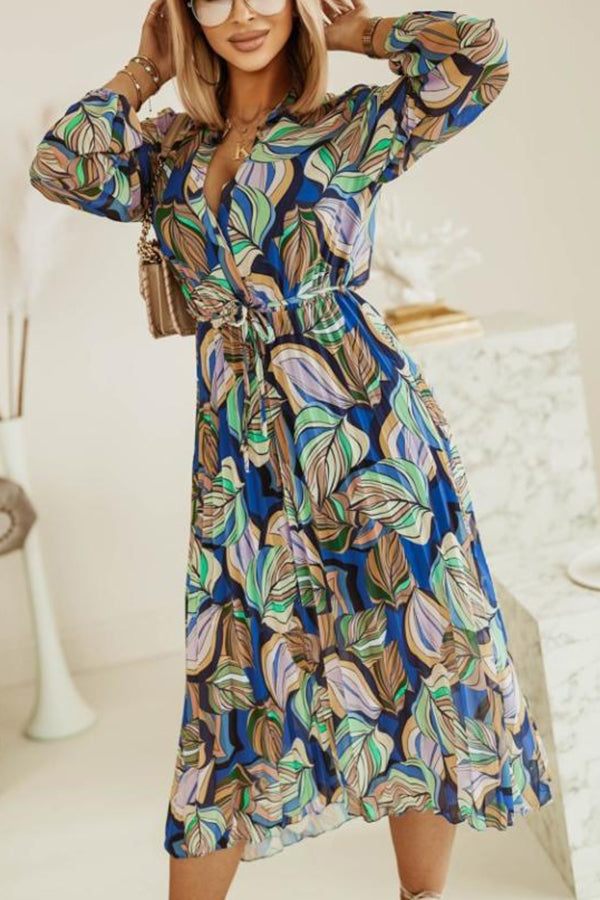 Maleah Floral Button Pleated Midi Dress