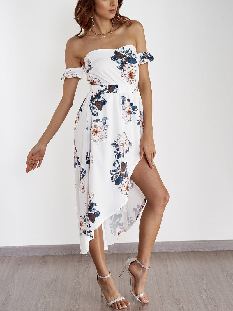 Maxi Robe Asymétrique Imprimé - CA Mode