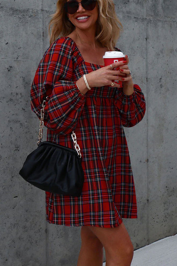 A Lovely Time  Plaid Babydoll Dress