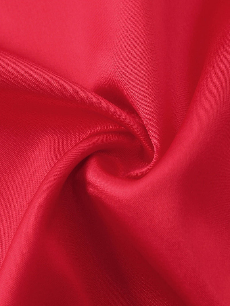 Robe Sans Manches Brodée Rouge Col En V Profond