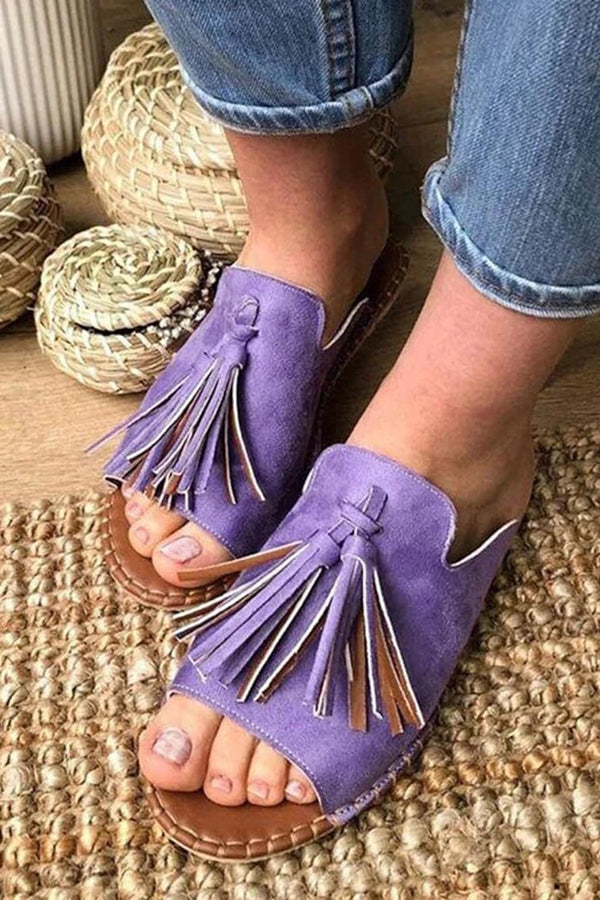 Send A Message Fringe Flat Slipper