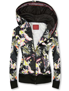 Zip Fashion Print Hooded Jacket