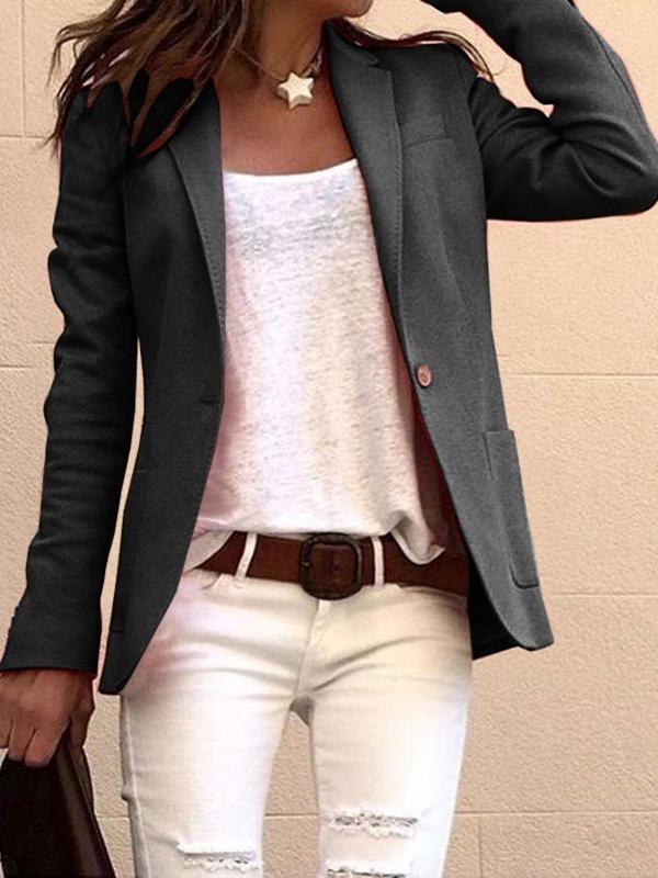Women's Blazers Lapel Button Slim Long Sleeve Blazer