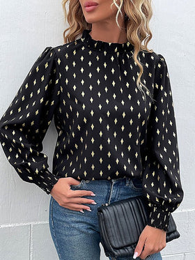 Women's Blouses Temperament Commuter Half High Collar Vintage  Blouse