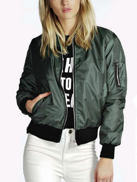 Women's Coats Fashion Zipper Solid Color Long Sleeve Coat