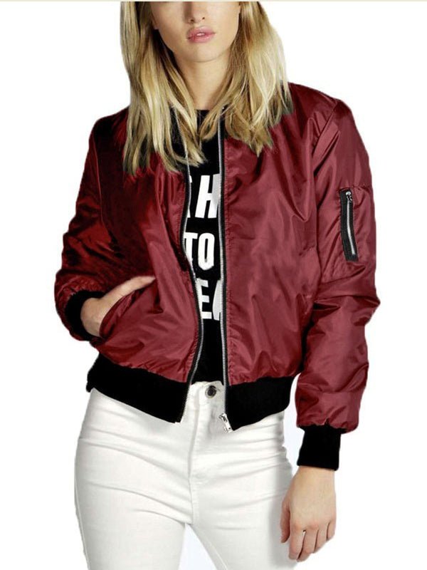 Women's Coats Fashion Zipper Solid Color Long Sleeve Coat