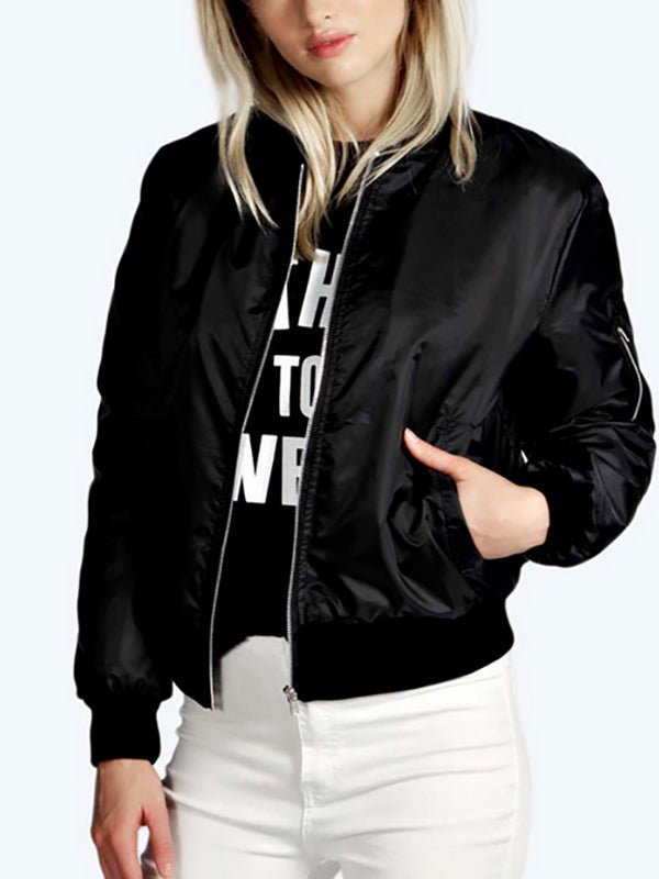 Women's Coats Fashion Zipper Solid Color Long Sleeve Coat