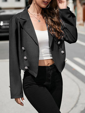 Women's Coats Lapel Button Solid Small Suit Coat