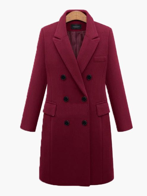 Women's Coats Solid Lapel Double Breasted Wool Coat