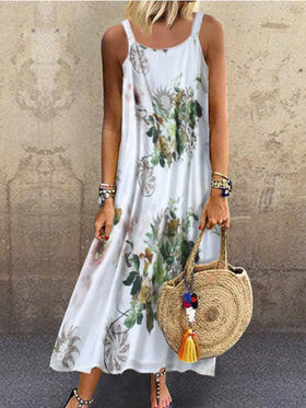 Women's Dresses Floral Print Square Neck Sleeveless Casual Dress
