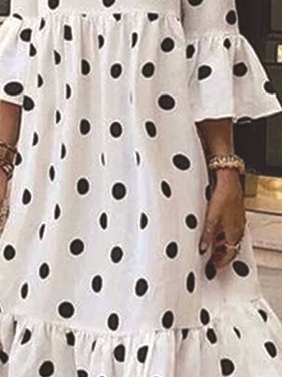 Women's Dresses Polka Dot Crew Neck Ruffle Dress