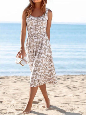 Women's Dresses Round Neck Floral Sleeveless Dress