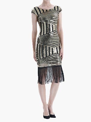 Women's Dresses Sequined Fringe Slim Fit Midi Dress