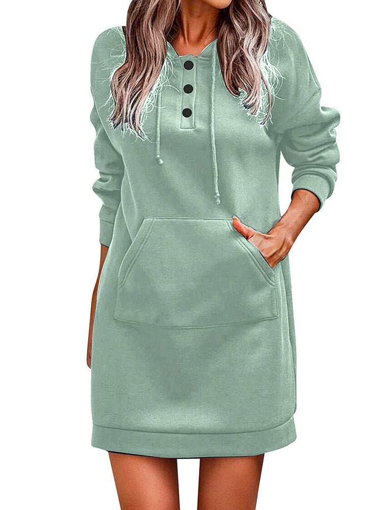 Women's Dresses Solid Knitted Hooded Sweatshirt Mini Dress