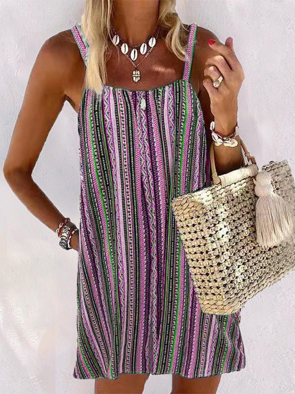 Women's Dresses Striped Sling Bare Back Dress