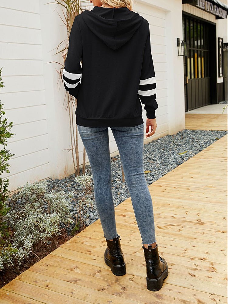 Women's Hoodies Contrast Zip Long Sleeve Hoodie