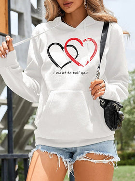 Women's Hoodies Long Sleeve Love Patern Printed Hoodie