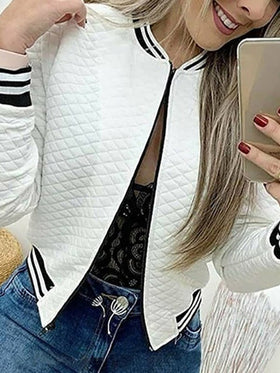 Women's Jackets Fashion Zipper Baseball Jacket