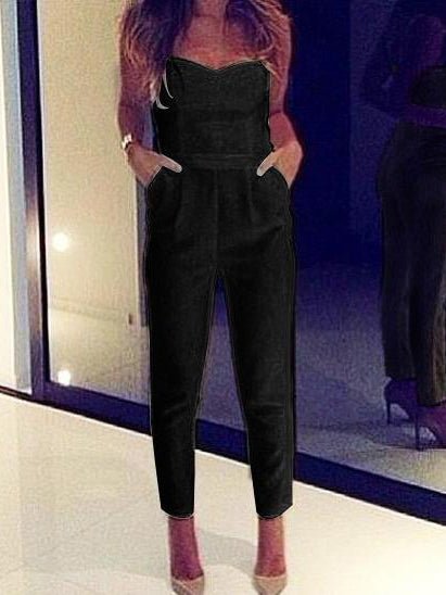 Women's Jumpsuits Bandeau Pocket Slim Fit Jumpsuit