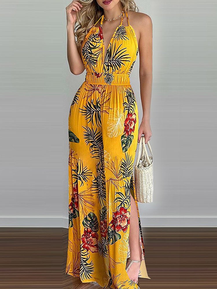 Women's Jumpsuits Digital Printing Color Sleeveless Jumpsuit