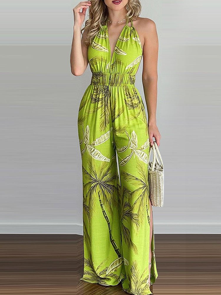 Women's Jumpsuits Digital Printing Color Sleeveless Jumpsuit
