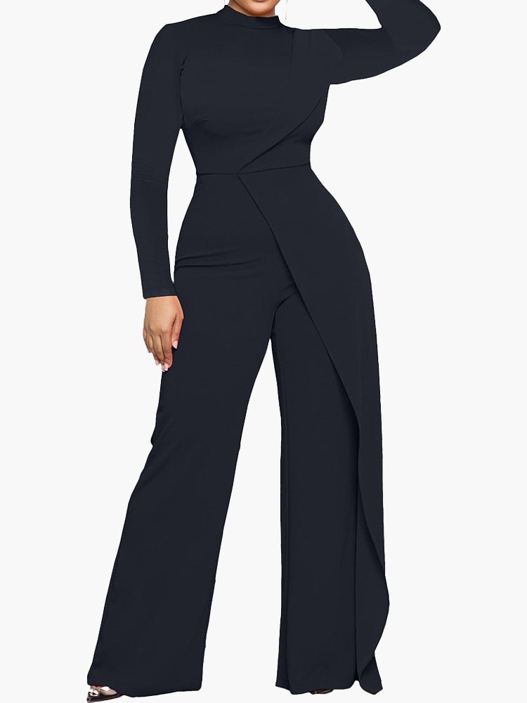 Women's Jumpsuits Half Turtleneck Irregular Long Sleeve Jumpsuit