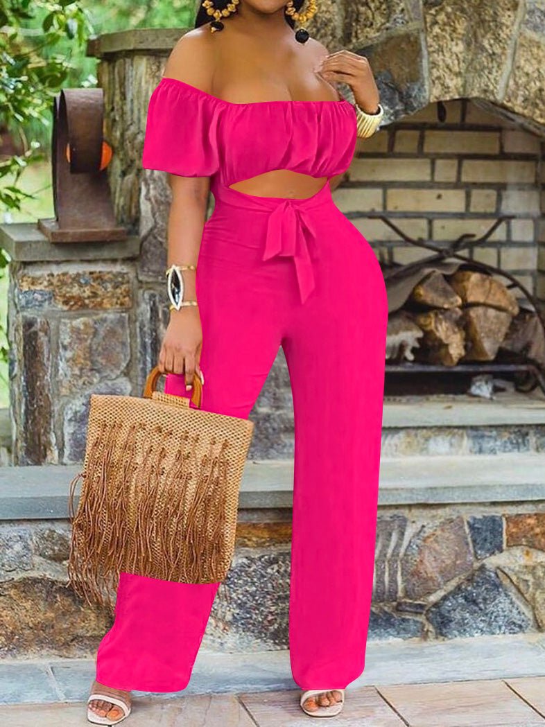 Women's Jumpsuits One-Shoulder Hollow Backless Jumpsuit