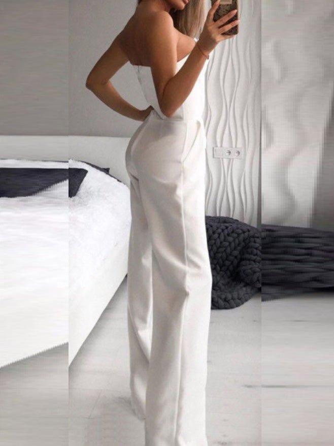 Women's Jumpsuits One-Shoulder Pocket Sleeveless Jumpsuit