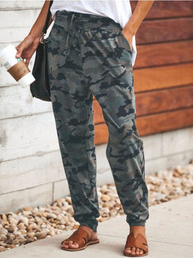 Women's Pants Camouflage Print Slim Fit Strap Lounge Pants