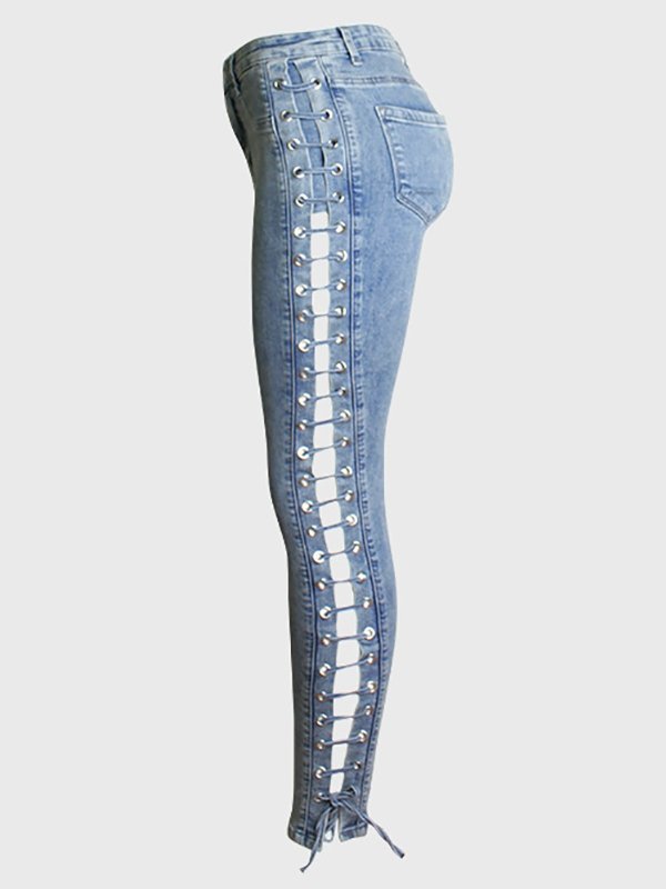 Women's Pants Denim Sexy Cross Strap Jeans