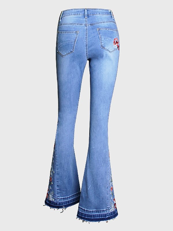 Women's Pants Embroidered Denim Flared Jeans