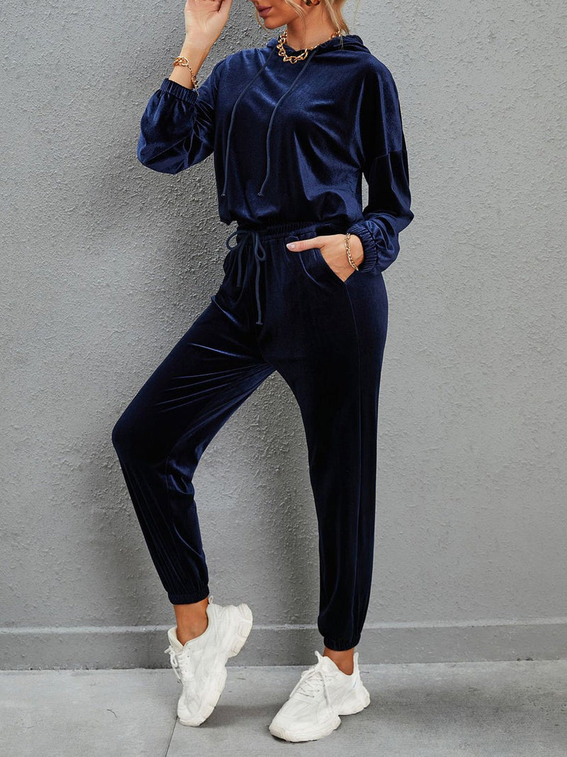 Women's Sets Solid Color Gold Velvet Long Sleeve Casual Set
