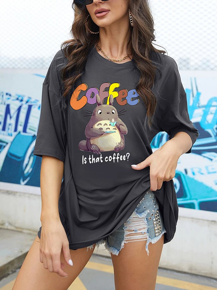 Women's T-Shirts Cute Mid Sleeve Cartoon Printed T-Shirt