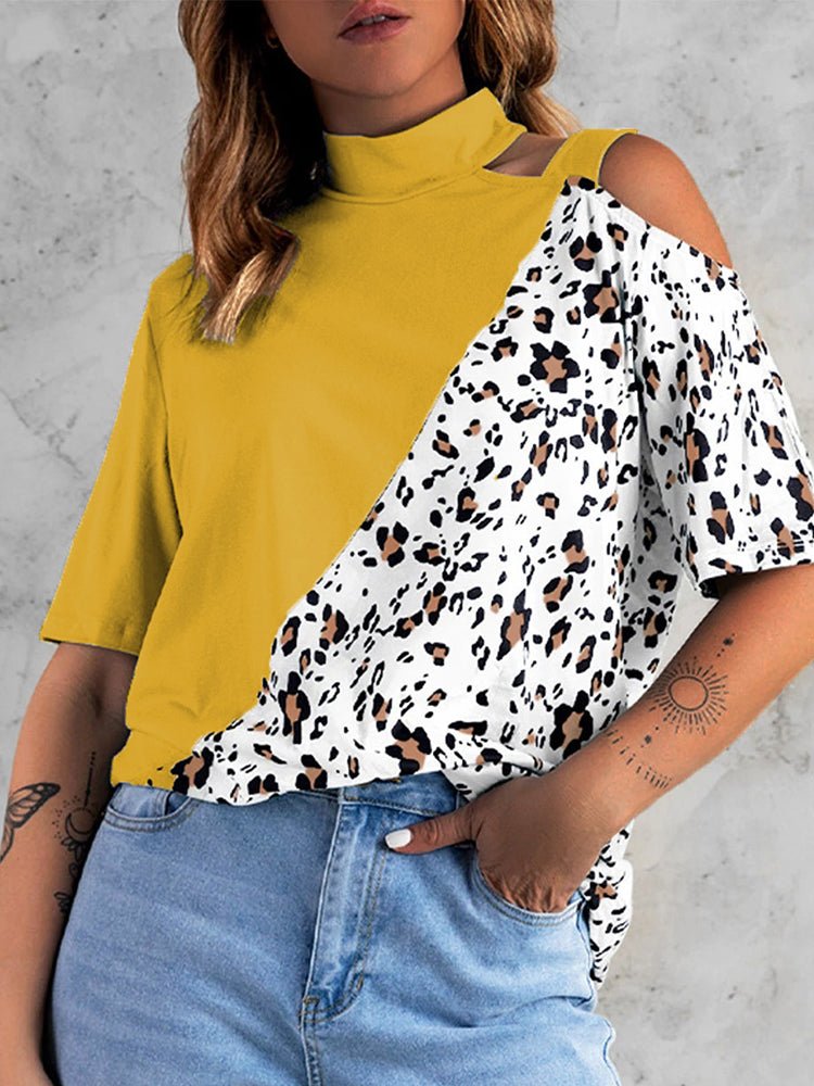Women's T-Shirts Loose Round Neck Leopard Casual Short Sleeved T-Shirt