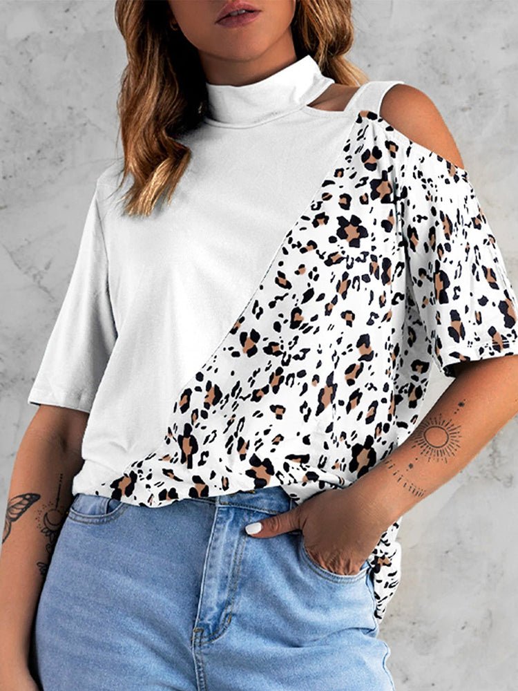 Women's T-Shirts Loose Round Neck Leopard Casual Short Sleeved T-Shirt