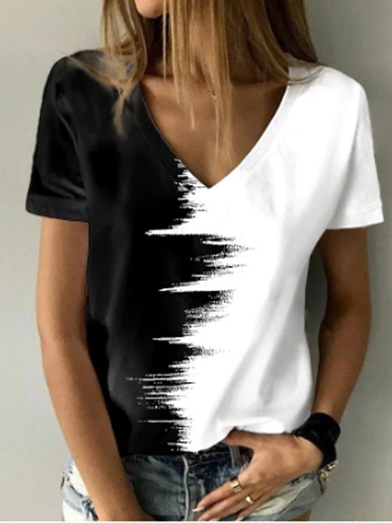 Women's T-Shirts Printed V-Neck Short Sleeve T-Shirt